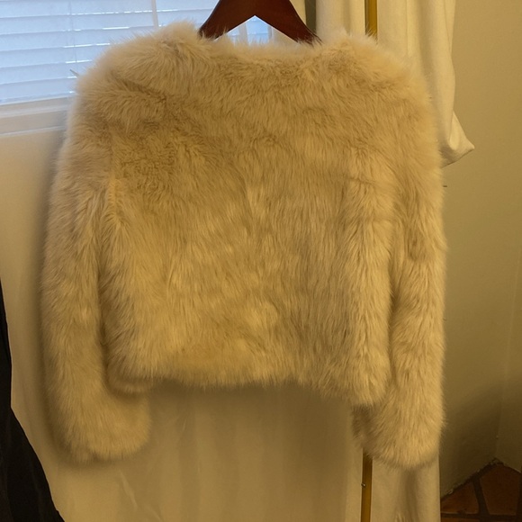 UNIF Off-White Teddy Jacket with Studded Sleeves - Picture 7 of 7